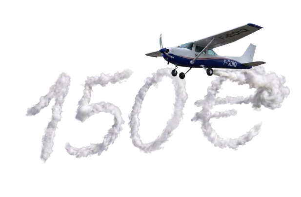 Cessna 152 F-GDIQ traçant le prix de 150€ en fumée